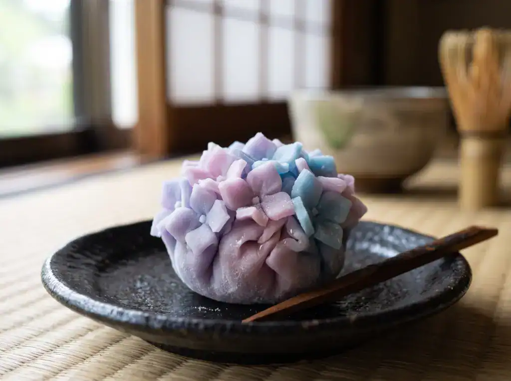 紫陽花和菓子示意圖